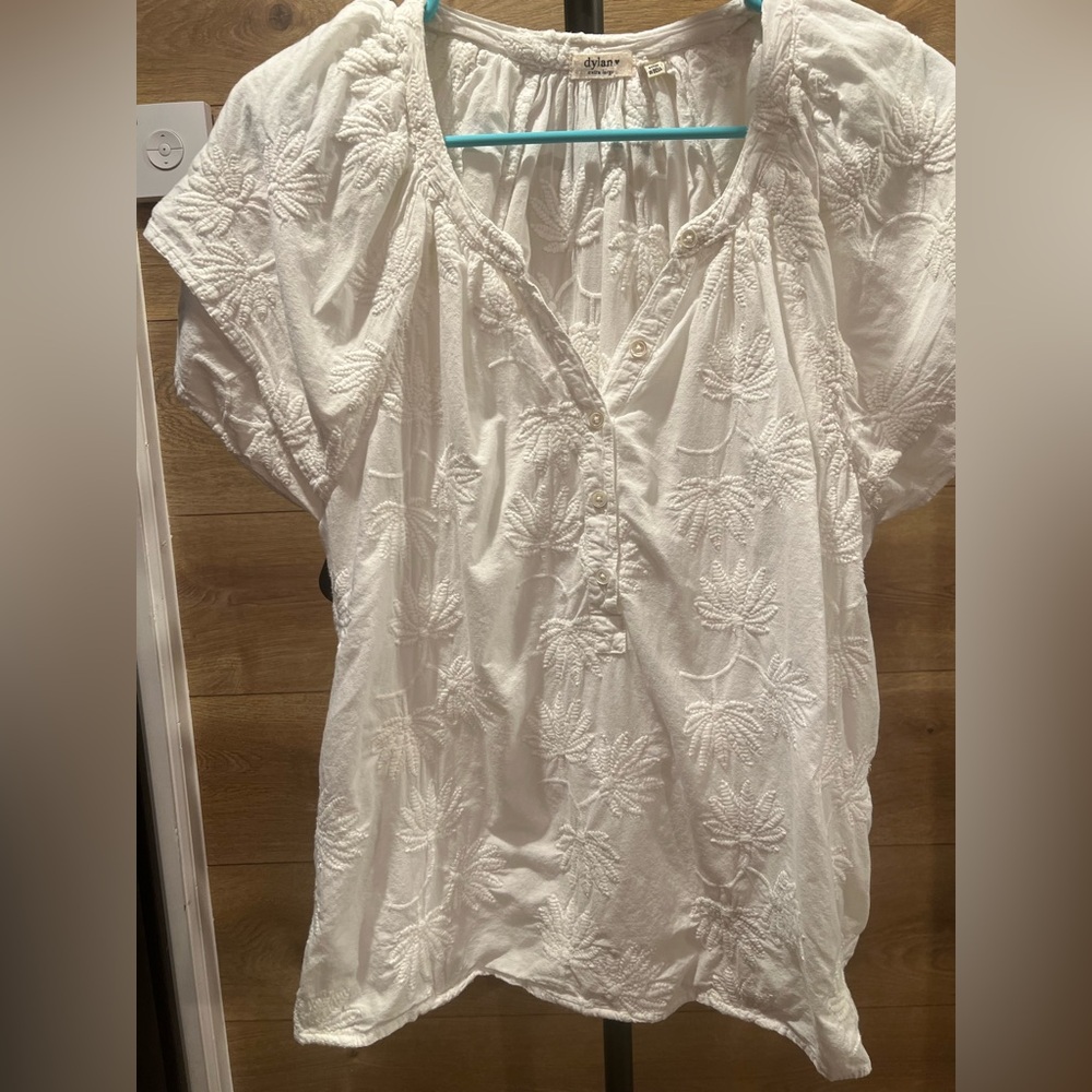 Dylan White Embroidered Boho Peasant Top – XL